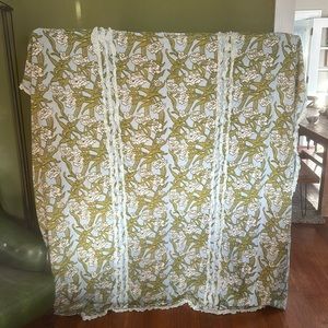 Anthropologie blue and green floral shower curtain